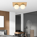 Emibig Emibig Slagelse dubbele scandinavische plafondlamp goud messing met opaal glazen bollen E14 - Perfect voor sfeervolle slaapkamers