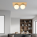 Emibig Emibig Slagelse dubbele scandinavische plafondlamp goud messing met opaal glazen bollen E14 - Perfect voor sfeervolle slaapkamers