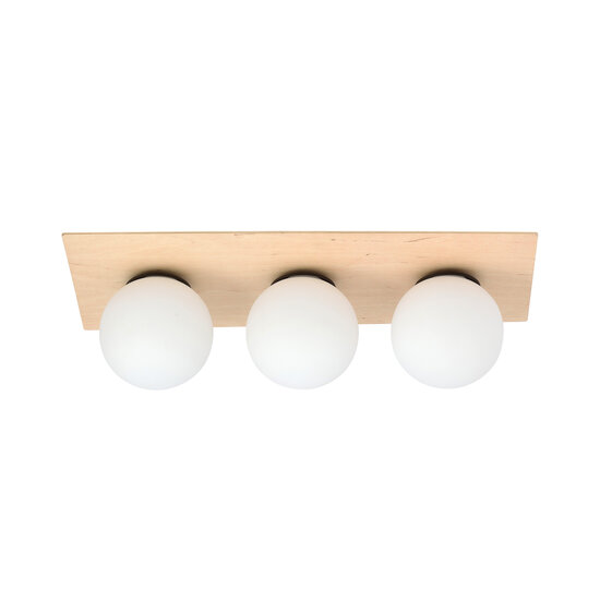 Slagelse triple scandinavische plafondlamp goud messing met opaal glazen bollen E14