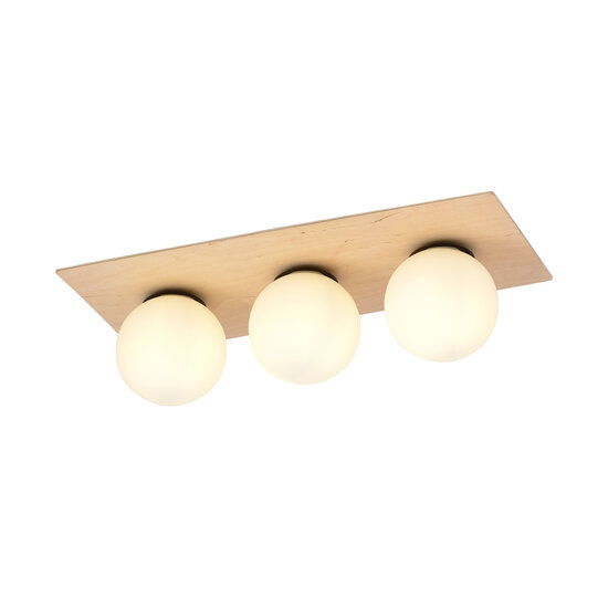 Slagelse triple Scandinavian ceiling lamp gold brass with opal glass balls E14