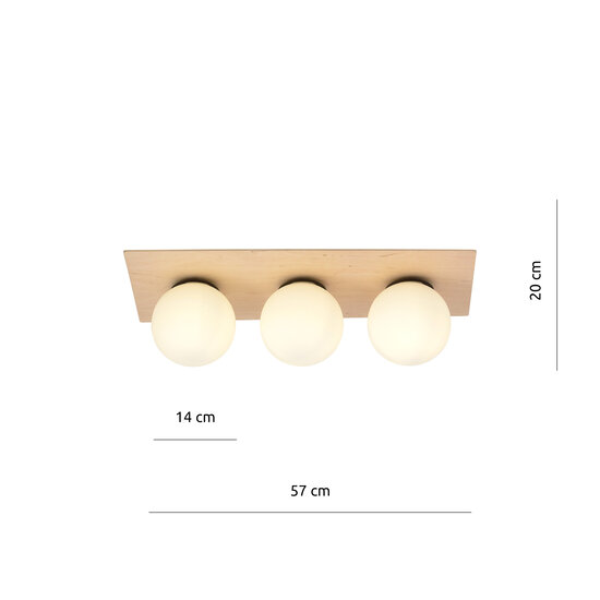 Plafonnier scandinave triple Slagelse en laiton doré avec boules en verre opale E14