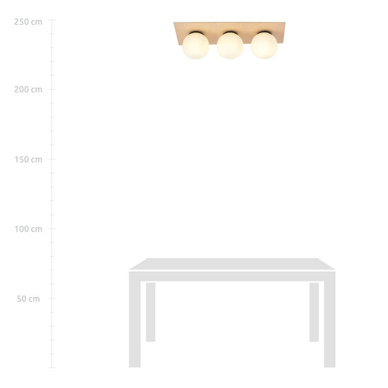 Plafonnier scandinave triple Slagelse en laiton doré avec boules en verre opale E14