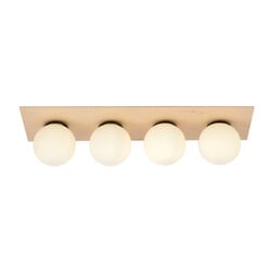 Emibig Slagelse long 4 lamp plafonnier scandinave en laiton doré avec boules en verre opale E14