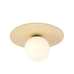 Emibig Slagelse ronde scandinavische plafondlamp goud messing met opaal glazen bol E14