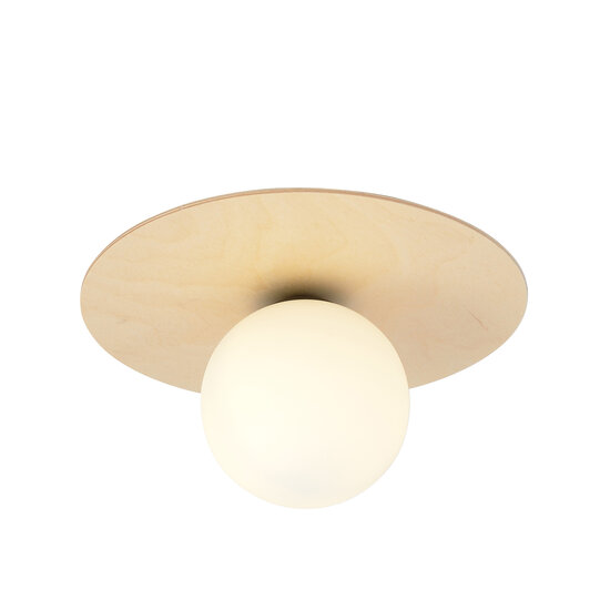 Slagelse round Scandinavian ceiling lamp gold brass with opal glass ball E14