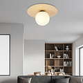 Slagelse round Scandinavian ceiling lamp gold brass with opal glass ball E14