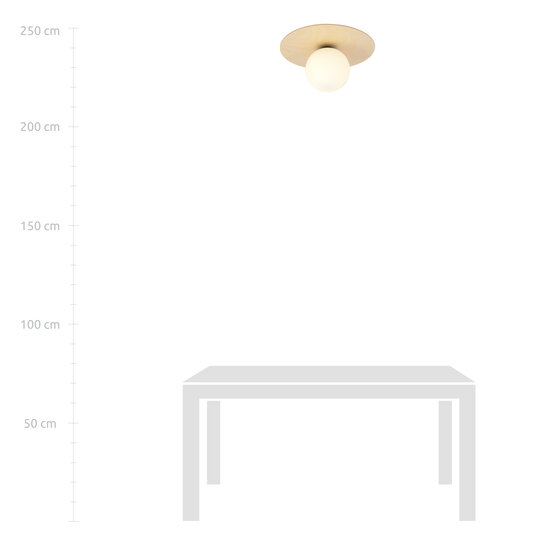 Emibig Emibig Lámpara de techo redonda escandinava Slagelse en latón dorado con bola de vidrio opal E14 - Iluminación de diseño ideal para interiores modernos