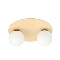Plafonnier scandinave double rond Slagelse en laiton doré avec boules en verre opale E14