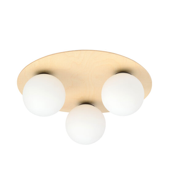 Slagelse ronde triple scandinavische plafondlamp goud messing met opaal glazen bollen E14