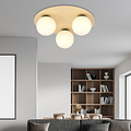 Emibig Emibig Lámpara de techo escandinava triple redonda Slagelse en latón dorado con bolas de vidrio opal E14 - Ilumina tu espacio con elegancia