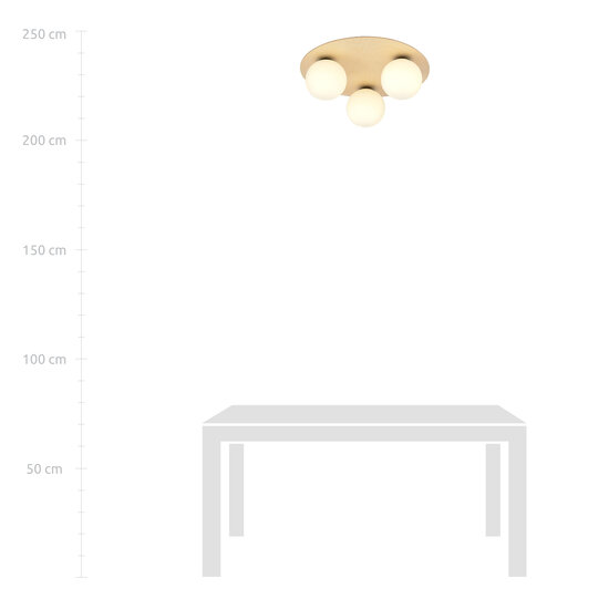 Slagelse ronde triple scandinavische plafondlamp goud messing met opaal glazen bollen E14