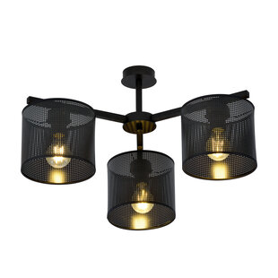 Gentofte black ceiling lamp with 3 metal shades E27
