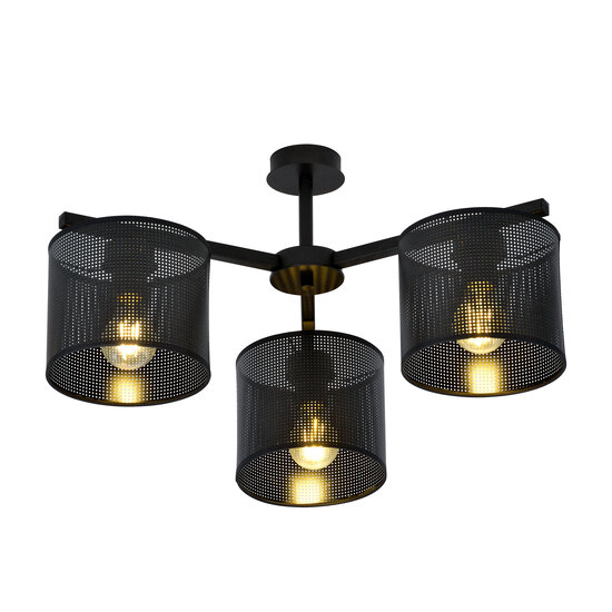 Emibig Emibig Lámpara de techo negra Gentofte con 3 pantallas de metal E27 - Iluminación ideal para cualquier espacio
