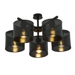 Emibig Gentofte grote plafondlamp zwart met 5 metalen kappen E27