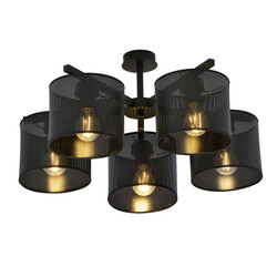 Gentofte large ceiling lamp black with 5 metal shades E27