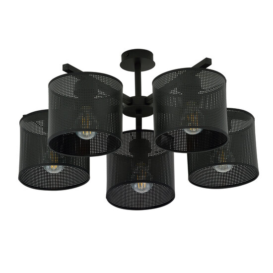 Emibig Emibig Gentofte grande lampe de plafond noire avec 5 abat-jours en métal E27 - Éclairage idéal pour votre espace de vie