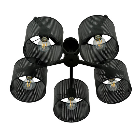 Gentofte large ceiling lamp black with 5 metal shades E27