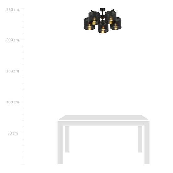 Gentofte large ceiling lamp black with 5 metal shades E27