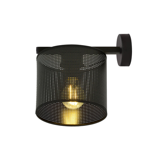 Gentofte zwarte wandlamp 1XE27 met metalen kap