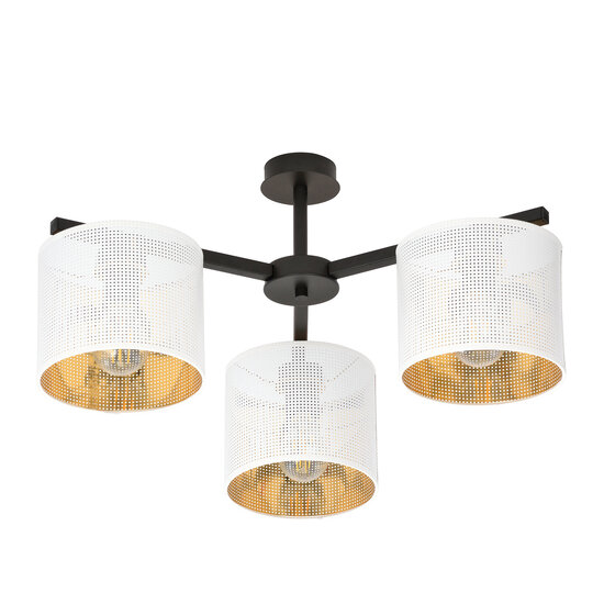 Emibig Emibig Gentofte lampe de plafond noire et blanche avec 3 abat-jours en métal E27 - Éclairage élégant pour chaque pièce
