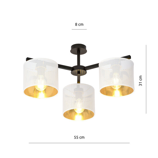 Emibig Emibig Gentofte black and white ceiling lamp with 3 metal shades E27 - Stylish lighting for any room