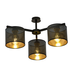 Lámpara de techo Gentofte oro y negro con 3 pantallas de metal E27