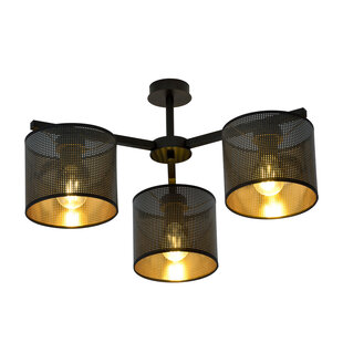 Emibig Deckenleuchte aus echtem Gold und Schwarz mit 3 Metallschirmen E27