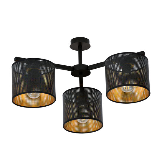 Gentofte gold and black ceiling lamp with 3 metal shades E27
