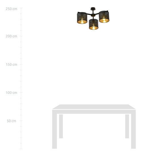 Gentofte gold and black ceiling lamp with 3 metal shades E27