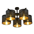 Emibig Emibig Gentofte gouden en zwarte grote plafondlamp 5 metalen kappen E27 - Perfect voor een stijlvolle inrichting