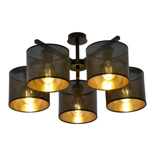 Gentofte gold and black large ceiling lamp 5 metal shades E27