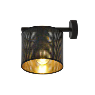 Gentofte zwart en gouden wandlamp 1XE27 met metalen kap