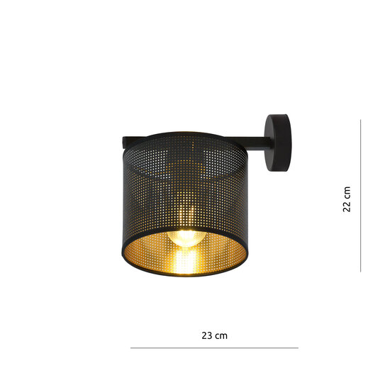 Emibig Emibig Gentofte schwarz-goldene Wandleuchte 1XE27 mit Metallschirm - Ideal für stilvolle Beleuchtung