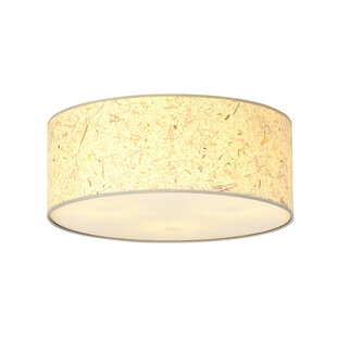 Greve large textile woody ceiling lamp round 3x E27