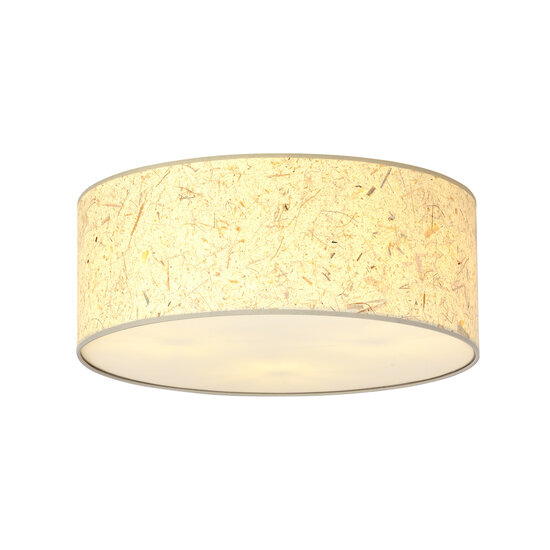 Greve large textile woody ceiling lamp round 3x E27