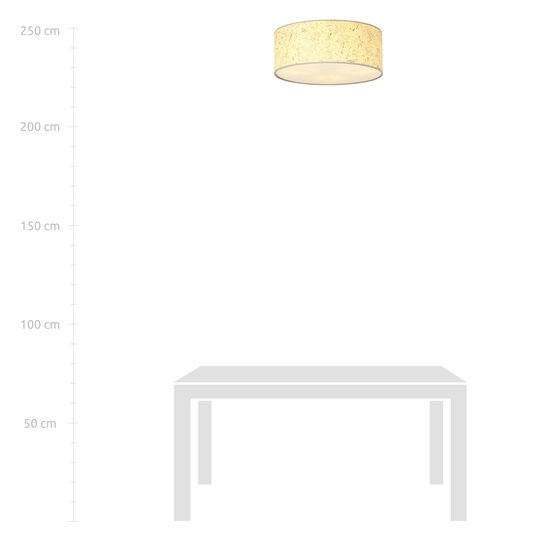 Greve large textile woody ceiling lamp round 3x E27