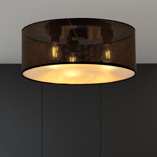 Emibig Emibig Skive gran lámpara de techo negra y dorada redonda 3x E27 - Ideal para una iluminación elegante en su hogar