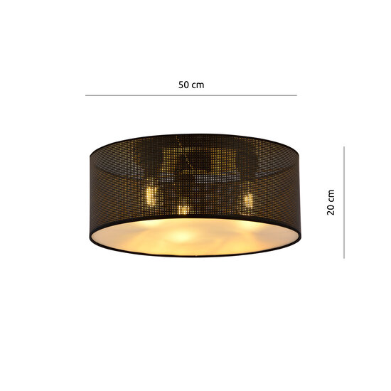 Emibig Emibig Skive gran lámpara de techo negra y dorada redonda 3x E27 - Ideal para una iluminación elegante en su hogar