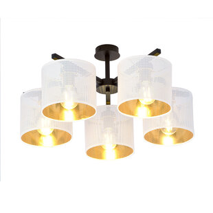 Emibig Gentofte wit en zwarte grote plafondlamp met 5 metalen kappen E27