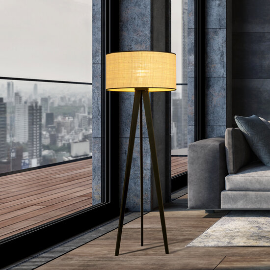 Varde 3-leg floor lamp with textile shade tube 1x E27