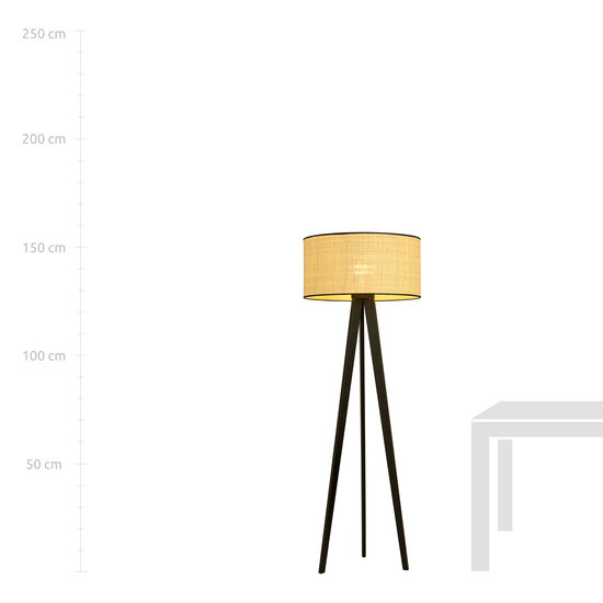 Varde Lámpara de pie 3 patas pantalla textil tubo 1x E27