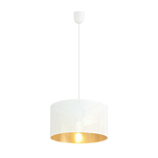 Emibig Emibig Skive single round white and gold in metal striking hanging lamp tube 1x E27 - Ideal for creating a stylish atmosphere in any room
