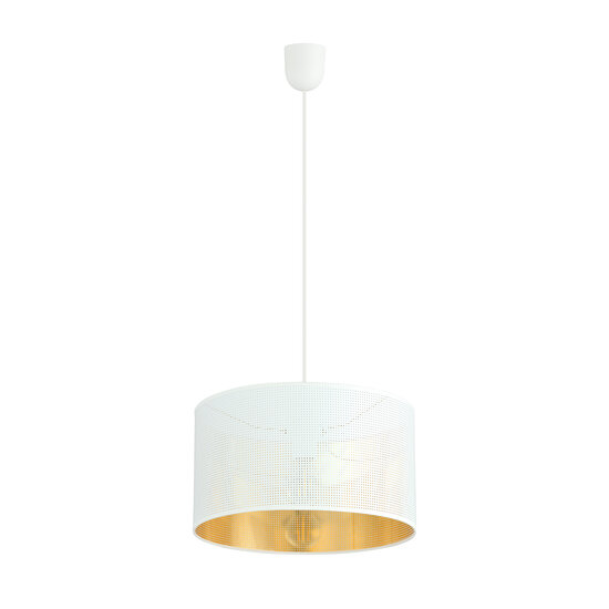 Skive single round white and gold in metal striking hanging lamp tube 1x E27