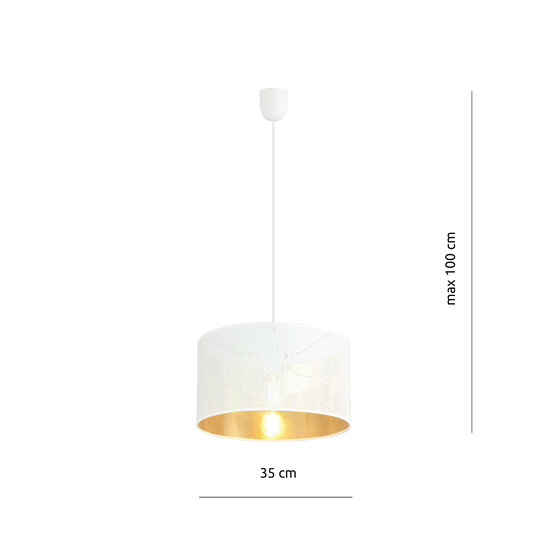 Emibig Emibig Skive lámpara colgante redonda blanca y dorada de metal 1x E27 - Ideal para crear un ambiente elegante en cualquier habitación