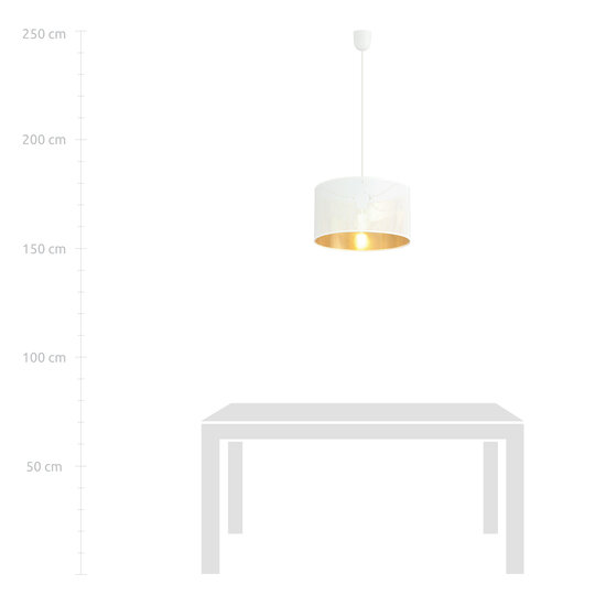 Skive single round white and gold in metal striking hanging lamp tube 1x E27