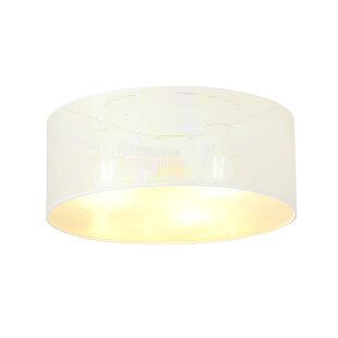 Skive grote wit en gouden plafondlamp rond 3x E27