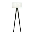 3-Bein-Stehleuchte Skive mit robustem Textilschirmrohr 1x E27 weiß und gold