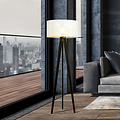 Skive 3 poot staande lamp met robuuste textielkap koker 1x E27 wit en goud
