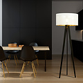 Emibig Emibig Skive 3 poot staande lamp met robuuste textielkap koker 1x E27 wit en goud - Perfect voor elke moderne woonkamer