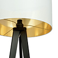 Lampadaire Skive 3 pieds avec tube d'abat-jour en textile robuste 1x E27 blanc et or